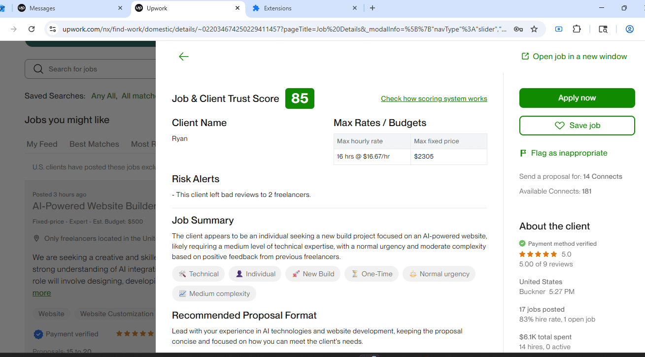 How to analyze upwork jobs